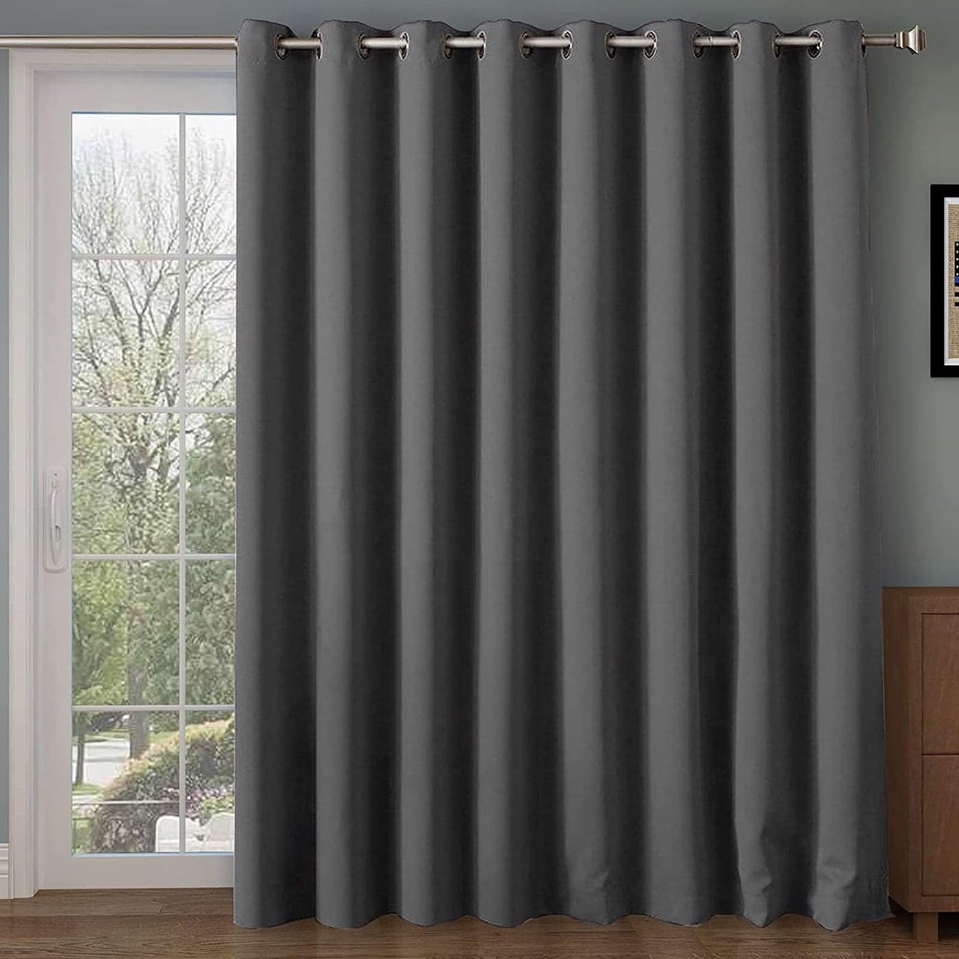 Rose Home Fashion Blackout Sliding Door Curtains Room Darkening Thermal Insulated Curtains for Living Room Bedroom Sliding Glass Door Drapes 1 Panel W100 x L96 Dark Grey