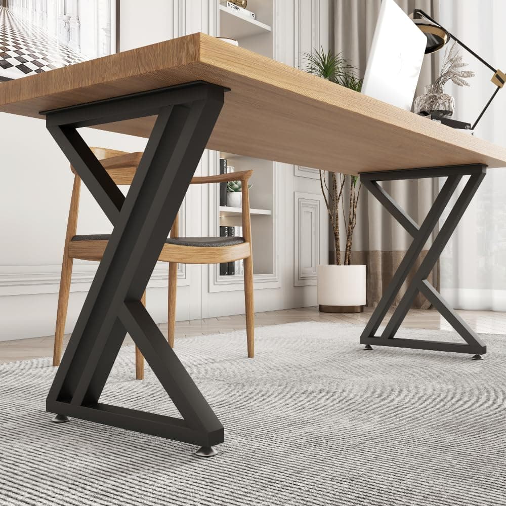 POLUNCA Metal Table Legs 28 InchIndustrial Modern High Coffee Table Legs Black Metal Desk Legs Triangle Shape Bench Chair BaseSet of 228 H x197W
