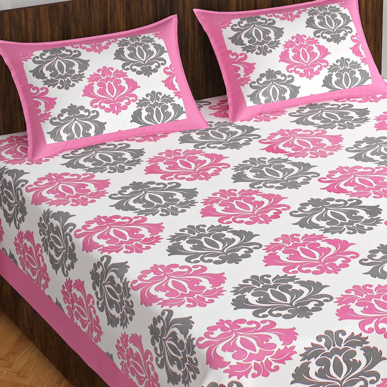 Meejoya 100 Queen Size Rajasthani Jaipuri Traditional Sanganeri Print 144 TC Cotton Double Size Bedsheet with 2 Pillow Covers Multicolor Bedsheets 129