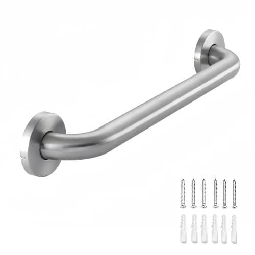 Stainless Steel Bathroom Safety Shower Grab Bar Anti Slip Bathtubs Grab BarsToilet Assist Saft Handle Handrail ADA Compliant 500lbs for Handicap Elderly Senior Brushed 12 Inches