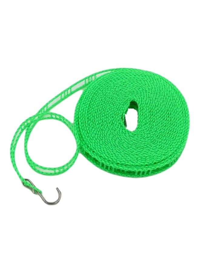 2-Piece Nylon Clothes Drying Rope Set With Hook Green/Silver 7.8x5x1.6inch