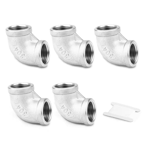 GORAGUCHI 5PCS 304 Stainless Steel 90 Degree Elbow Fittings 1 NPT Female x 1 NPT Female for AirFuelWaterGasOil