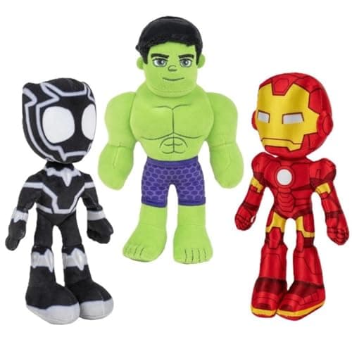 Marvel Spidey His Amazing Friends 8 Plush 3Pack Set Hulk Black Panther Iron Man Officially Licensed Stuffed Animal Toy Figures SpiderVerse Gift for Kids Boys Girls