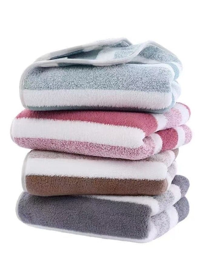 4 Pcs 100% Microfiber Soft Velour Bath Towels Set 13.7"× 29.5" - Stripe Pool Towels - Quick Dry, Highly Absorbent (Multi Color)