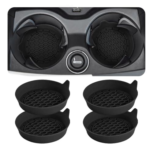 Zpana 4PCS Car Cup Holder Coasters, Silicone Non-Slip Vehicle Cup Recessed Mats, Sift-Proof Automotive Interior Drink Insert Decor Accessories, Universal for SUV, Sedan, Truck (Black)