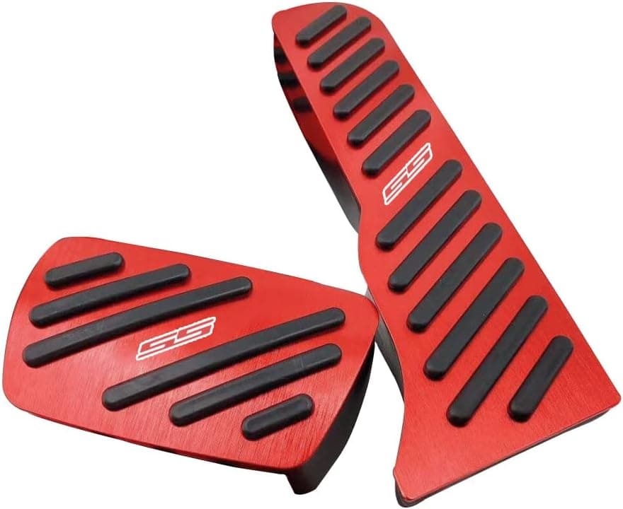 BOYOUS 2PCS Aluminum Alloy No Drilling Anti-Slip Brake and Accelerator Pedal Pads Cover Set for Chevrolet Camaro 2016-2023 (Red)