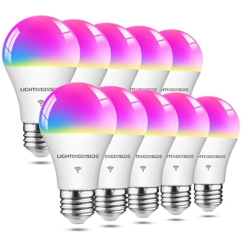 Smart Light Bulbs 10 Pack, Smart Bulb Compatible with Alexa/Google Home/Smart Life, CRI>90, RGBCW Color Changing LED Light Bulbs, 2.4G WiFi Bluetooth A19 E26 Bulb, No Hub Required, ETL Listed