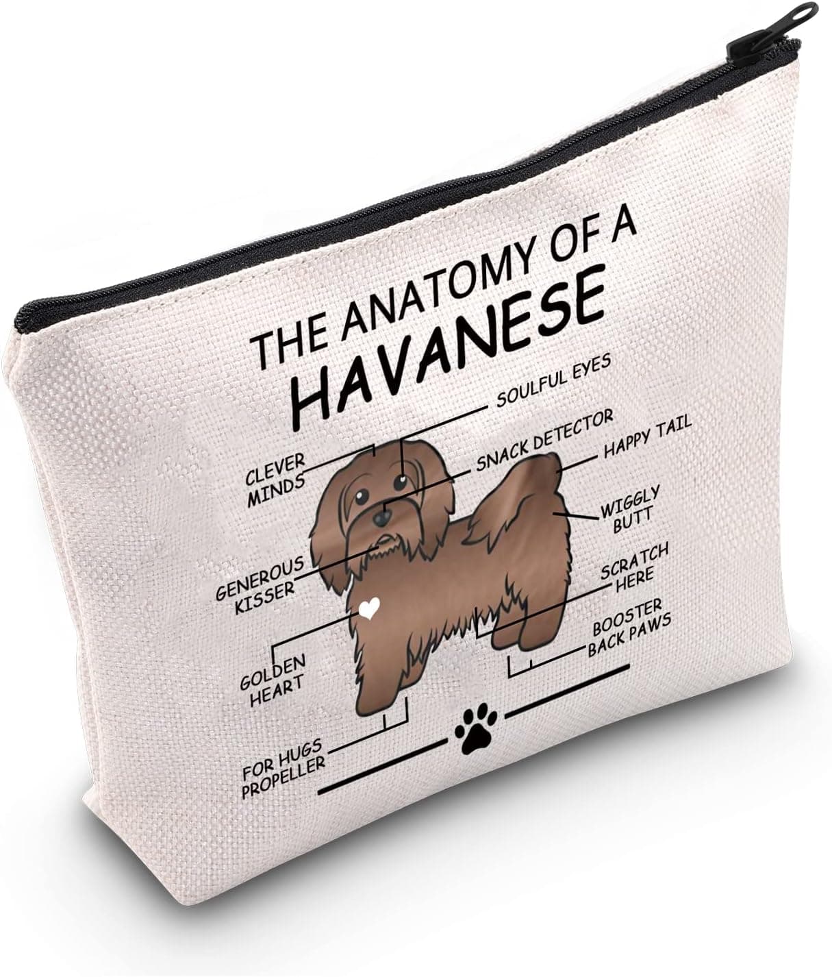 LEVLO Funny Havanese Lovers Gifts The Anatomy of A Havanese Clever Minds Cosmetic Bags Havanese Veterinary Mom Travel Toiletry Bags(Havanese)