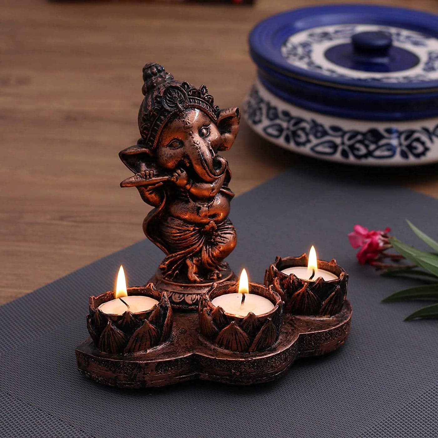ZART Ganesha Tea Light Candle Holder Showpiece for Home Decorative Showpiece