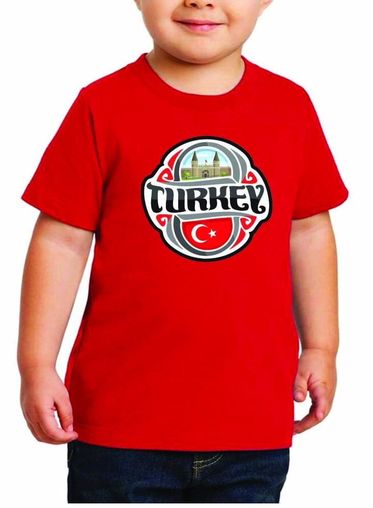 Turkey Kids Boys T-Shirt - Round Neck Short Sleeve Cotton T-Shirt - Celebrate Turkey with Your Little Explorer - Fun Turkish Design