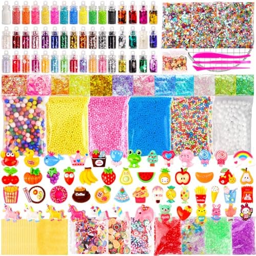 175 Pack Slime Making Supplies Kit Slime Add Ins Accessories Includes Slimes Charms Foam Balls for Making Creative Slimes Kit