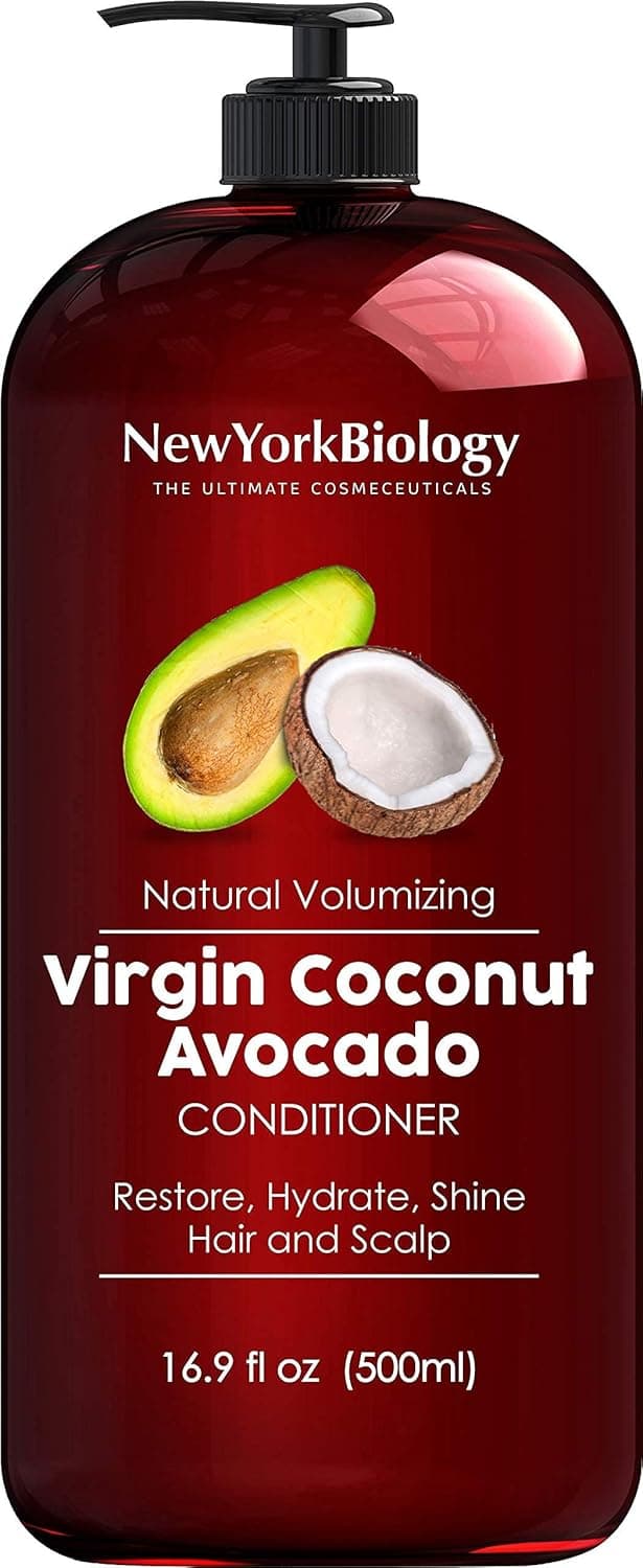 New York Biology Virgin Coconut and Avocado Oil Conditioner Helps Restore Shine Hair Gloss and Hydration to Dry Hair and Itchy Scalp Safe for All Hair Types 169 fl Oz