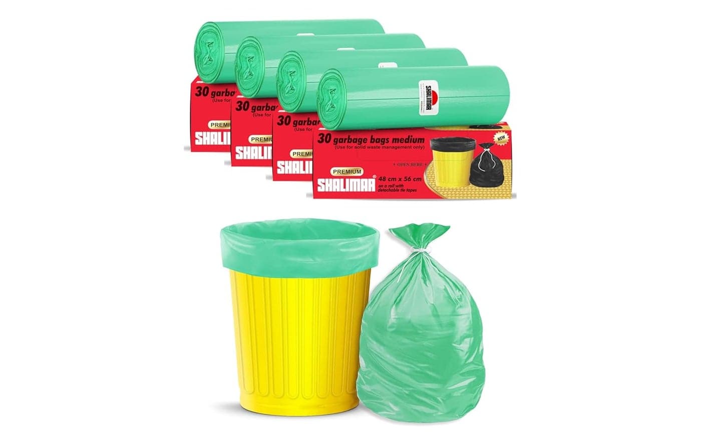 Shalimar Premium Lavender Fragrance Scented Garbage Bags Medium Size 19x21 Inches120 Bags Pack of 4 Rolls with 30 Bags Each for Dustbin BagTrash Bag Green Perforated Box for Easy Dispensing