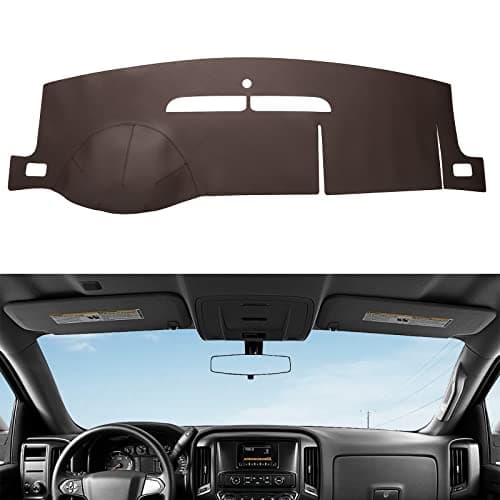 BERKSYDE Dashboard Dash Mat Cover Leather Compatible for 07-14 Chevy Tahoe Suburban Denali Avalanche GMC Yukon/XL,07-13 Chevy Silverado GMC Sierra