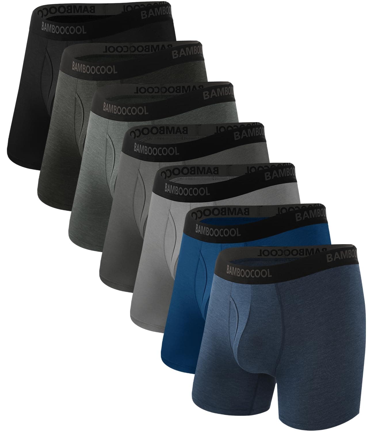 BAMBOO COOL Men's Underwear Breathable Boxer Briefs with Fly Moisture-Wicking Lightweight Underwear