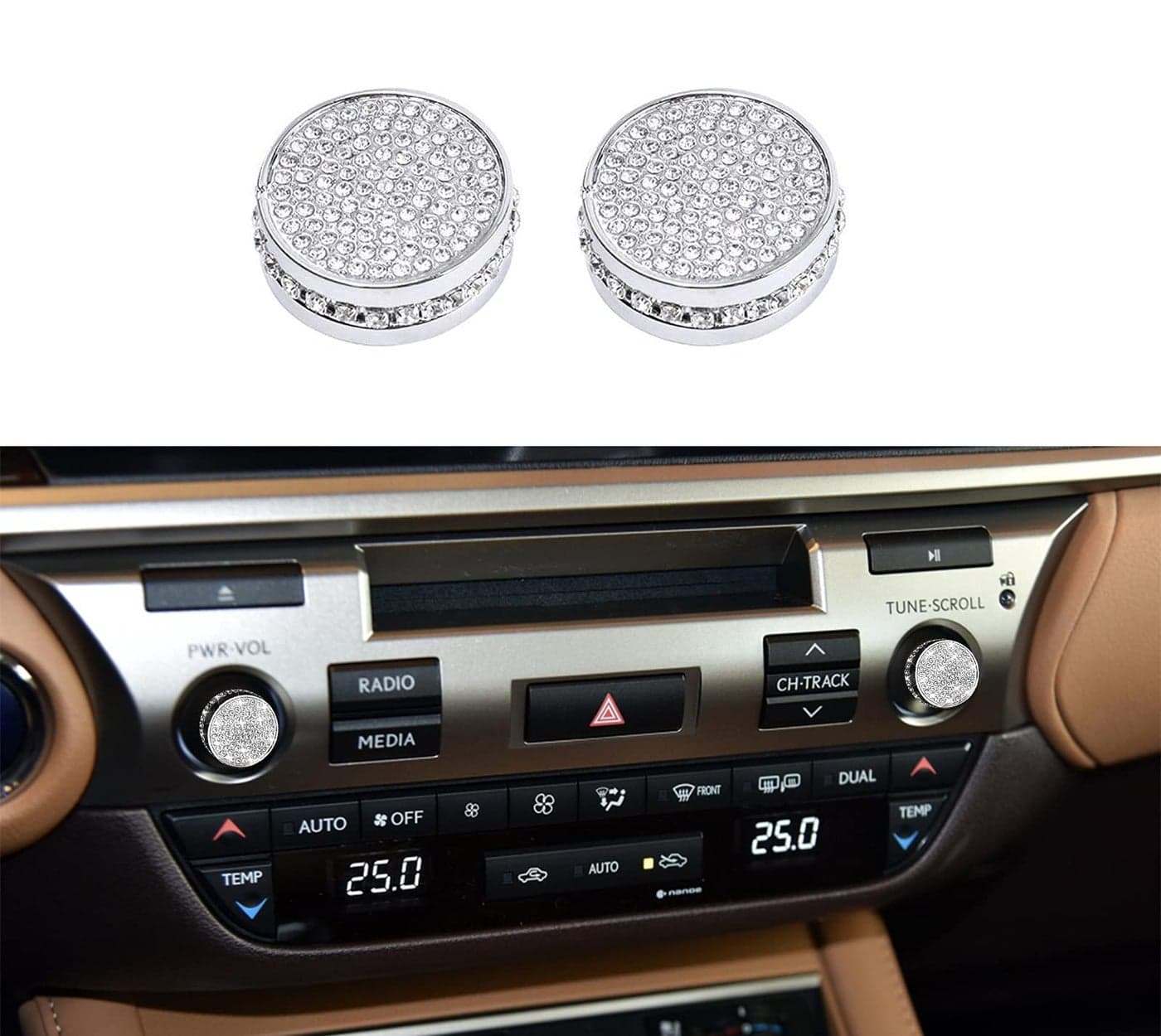 Bling Crystal Diamond Interior Multimedia Volume Audio knobs Accessory Compatible for Lexus NX 200 300 ES 200 250 350 ES20142017 NX20152020
