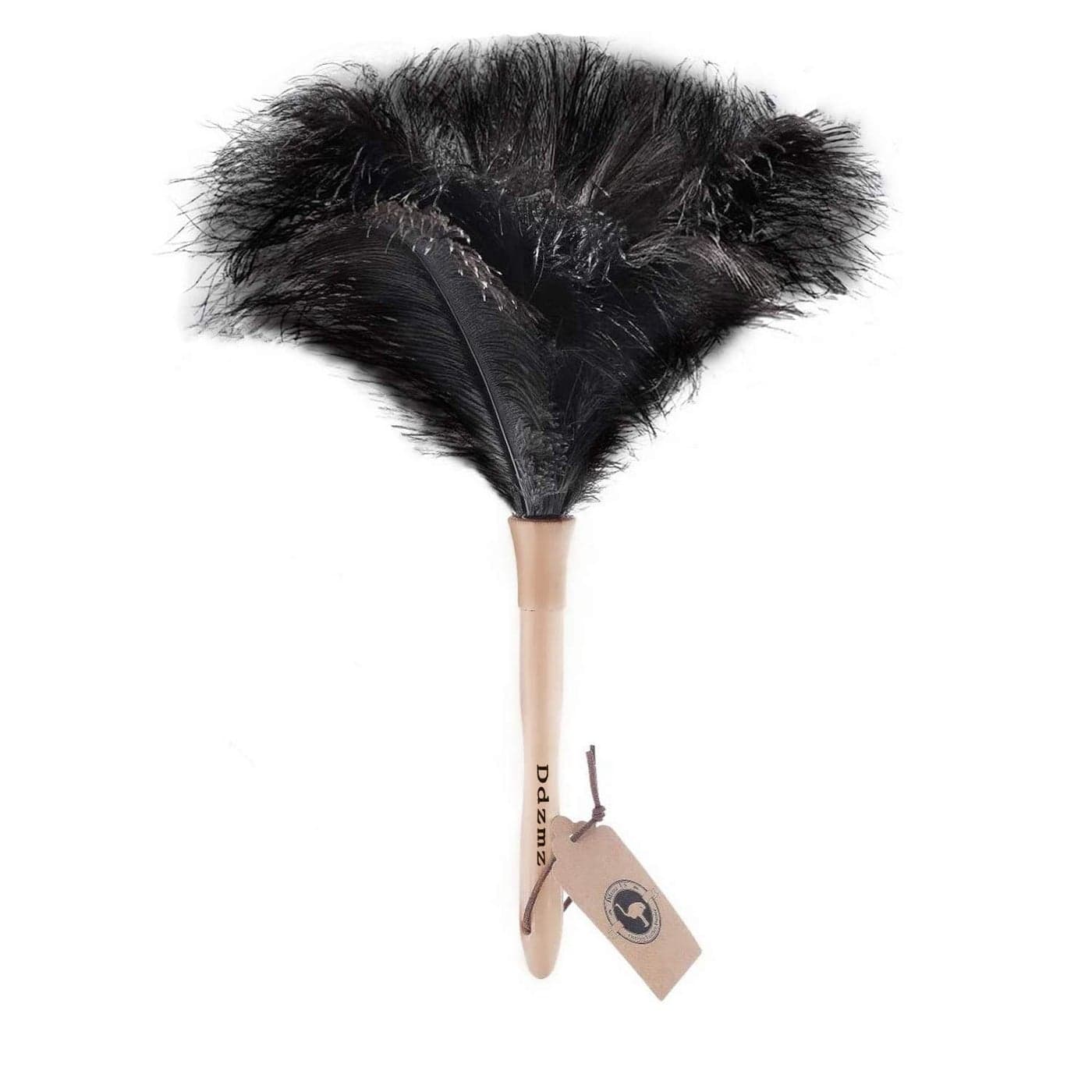 Feather Duster Ostrich Feather Duster Ddzmz Fluffy Natural Genuine Ostrich Feathers and Reusable Wooden Long Handle Large Ostrich Feather Duster Cleaning for Housewife Black Length 16 1Pack