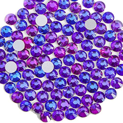 Beadsland 1440pcs Flat Back Crystal Rhinestones Round Gems for Nail Art and Craft Glue Fix Purple VelvetSS61921mm