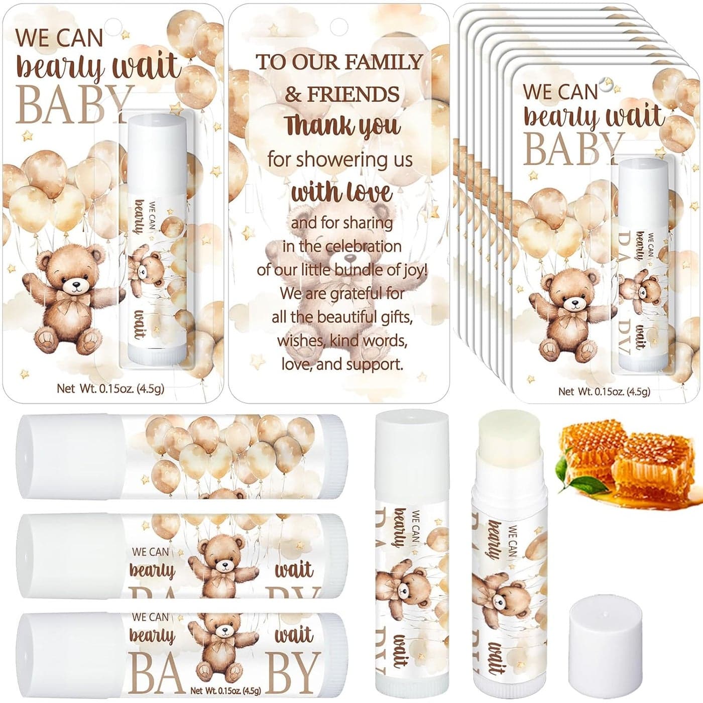 30 Pack Baby Shower Games Prizes Party Gifts Bulk Lip Balms Favors for Winners Adults Guests Gender Reveal Favors Decorations Baby Shower Souvenirs Gift Bags StuffersBear
