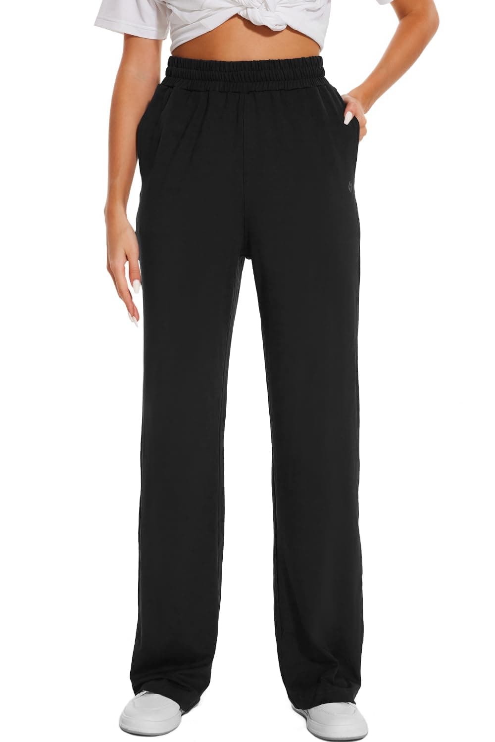 HOdo 323436 Inseam Womens Tall Yoga Sweatpants Quick Dry Long Joggers Lounge Yoga Pants with PocketsBlack34L