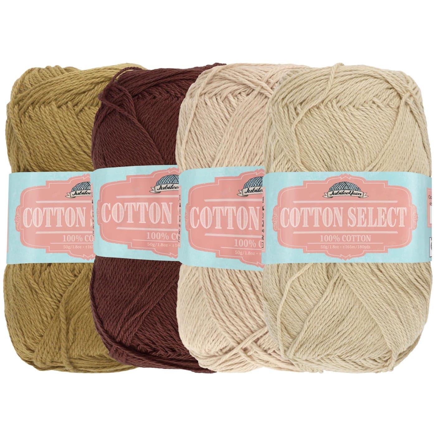 JubileeYarn Cotton Select Yarn 50gSkein Sport Weight Shades of Brown 4 Skeins