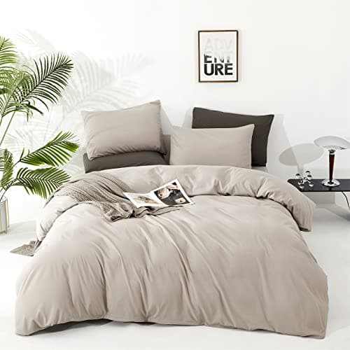 KAREVER Light Khaki Comforter Set Full Size Oatmeal Color Bedding Women 3 Pieces Champagne Full Bed Blanket Set