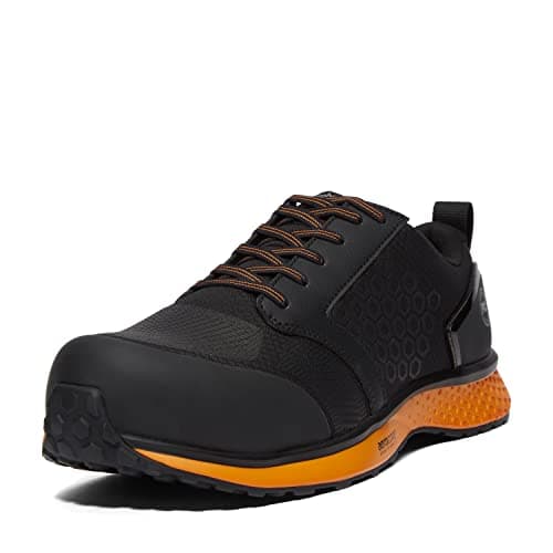 Timberland PRO Men's Reaxion Composite Safety Toe Industrial Athletic Work Shoe, Black/Orange-2024 NEW, 7 M US