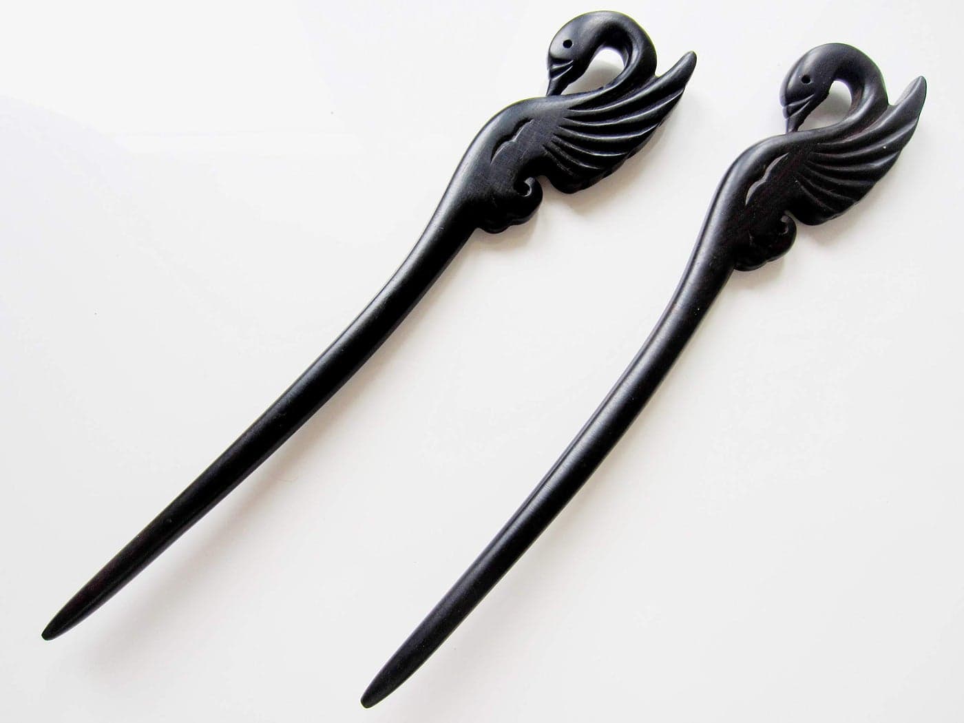 Myhsmooth Zzbsswan 2 Count Hair Sticks Natural Black Sandalwoodebony Handmade Carved Hair Clip Shawl Hair Pins Pack of 2 Pcs Swan
