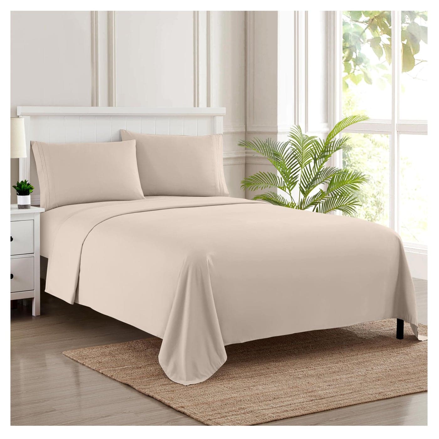1800 Thread Count Sheet Set Soft Egyptian Quality Brushed Microfiber Sheets Luxury Bedding Set with Flat Sheet Fitted Sheet 2 Pillow Cases Queen