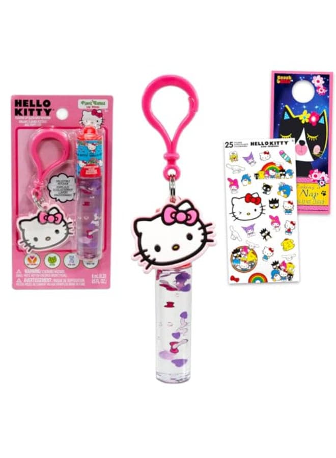 Hello Kitty Lip Gloss Tubes Bundle with 2 Lip Gloss in Assorted Flavors for Party Favors Plus Bag Clip Stickers More Hello Kitty Party Favors