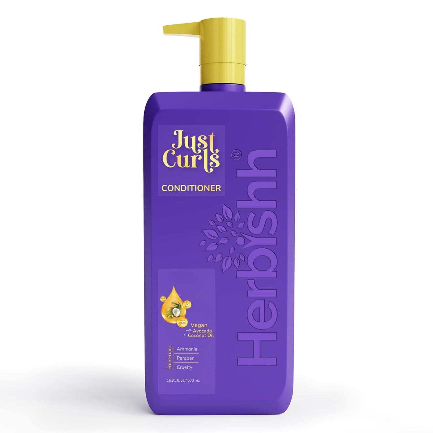 Herbishh Just Curls Conditioner with Avocado Oil Nourishing Curly Hair Conditioner Curl Enhancing Formula Repairs Damage Hair Controls Frizz Vegan ParabenFree 1691 floz