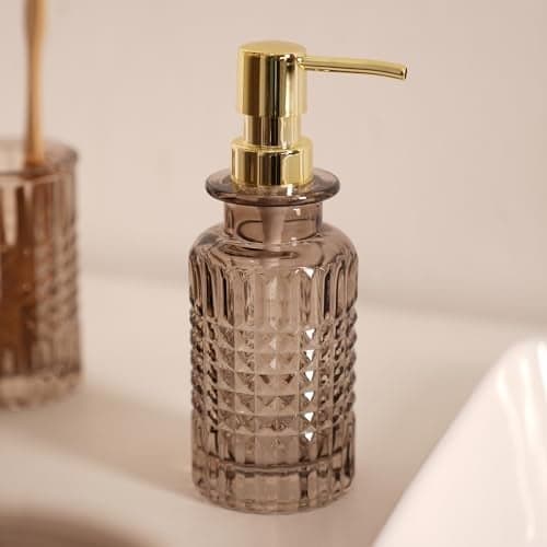 Pure Home + Living Brown Diamond Texture Glass Soap Dispenser