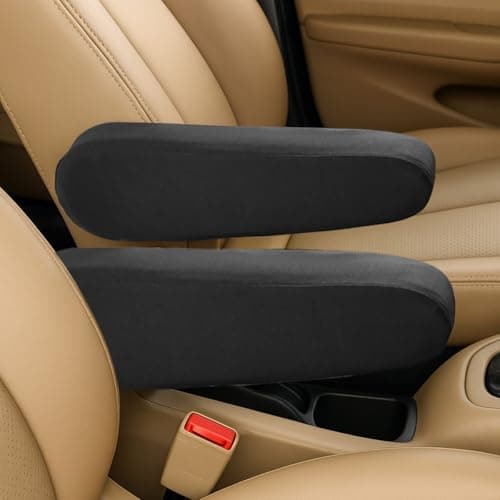UHANBUT 2PCS Car Front Seat Armrest Covers Soft Elastic Fabric Car Armrest Protectors Replacement Universal Comfortable Vehicle Interior Arm Rest Accessories for Cars SUVs Trucks Black
