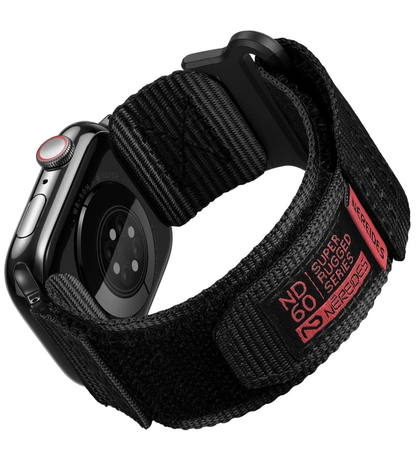 Nereides Compatible with Apple Watch Series 10 Band Series 9/8/7/6/5/4/SE/SE2/Ultra 1/2, Nylon Sports Strap with Woven Design for 49mm/46mm/45mm/44mm (L, Black)