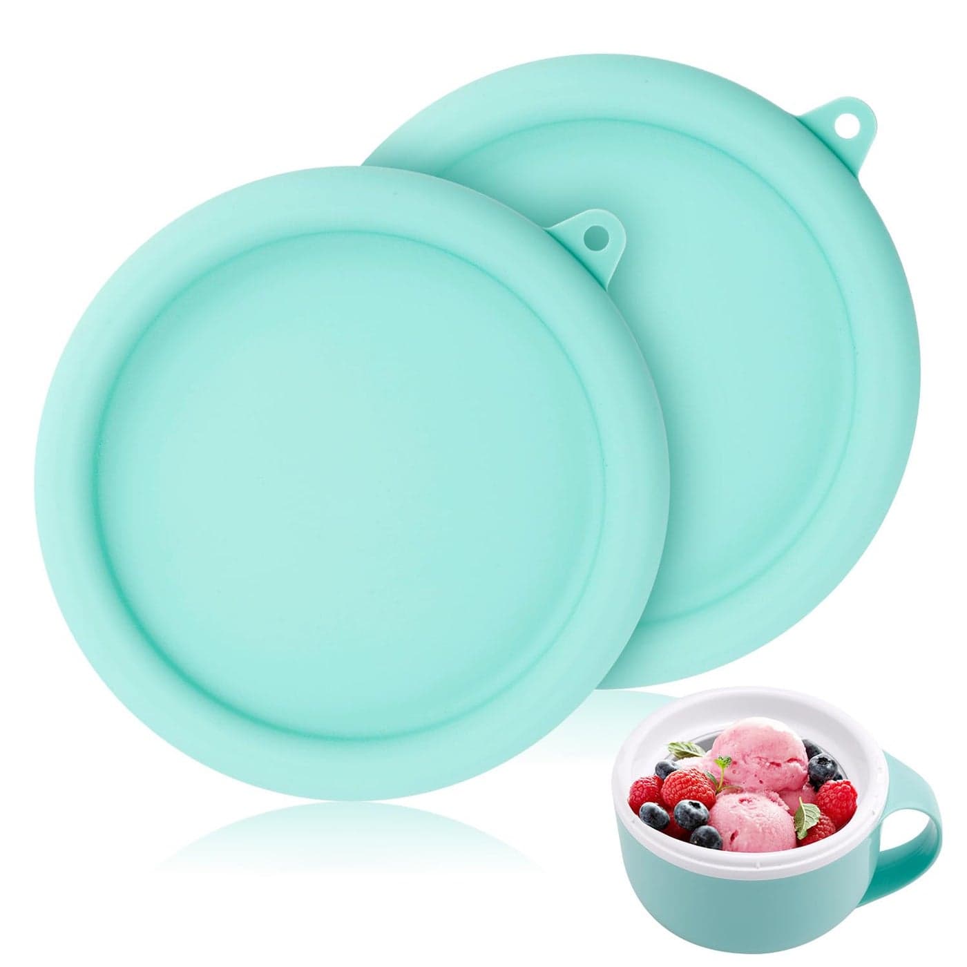 2pcs Silicone Lid for Dash My Mug 59in BPAFree Silicone Bowl Covers Storage Lid Replacement for Dash Ice Cream Maker Mug Light Green