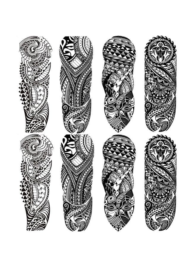 Tribal Totem Tattoos - 8-Sheet Full Sleeve Set for Men's Party Outfit