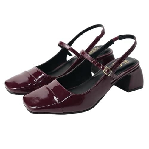 Theater Women Twiggy Cherry Red Mary Jane Heel with Adjustable Strap | Stylish & Comfortable Slingback Sandals for Office, Party & Casual Wear