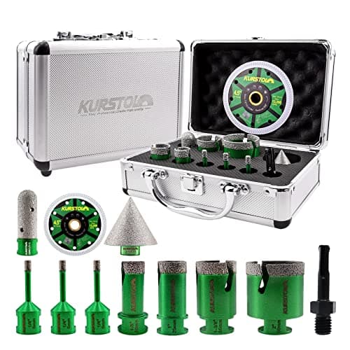 KURSTOL Diamond Core Drill Bits Kit 66620253550mm2 Beveling Chamfer Bit34 Finger Milling BitSDS Adapter to 5811 Thread45 Cutting disc for Porcelain Ceramic Tile Granite Marble