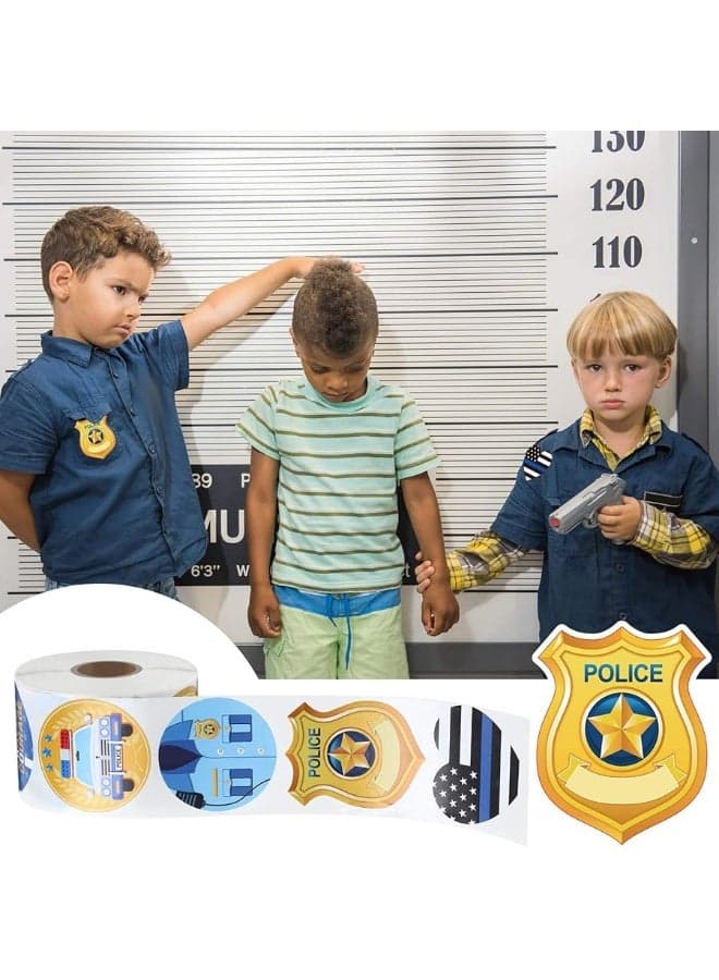 600 Pcs Police Stickers for Kids Police Party Favors Badge Stickers Police Officer Party Stickers Police Roll Name Tag Label Sticker Decals for Kids Police Birthday Party Supplies