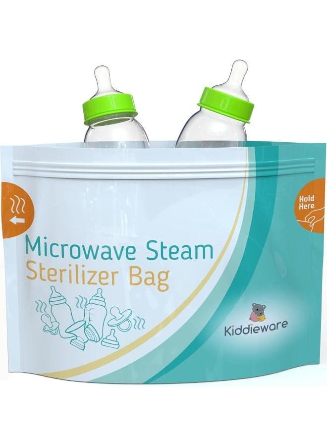 Kiddieware Microwave Sterilizer for Baby Bottles - 20 Pacifier Sanitizer and Breast Pump Sterilizer Bags