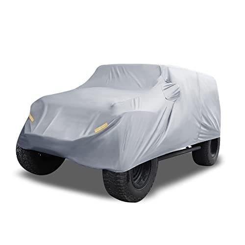 X AUTOHAUX SUV Car Cover Fit for Jeep Wrangler JK JL 2 Door 2007-2021 Outdoor Waterproof Sun Rain Dust Wind Snow Protection 210D Oxford Gray