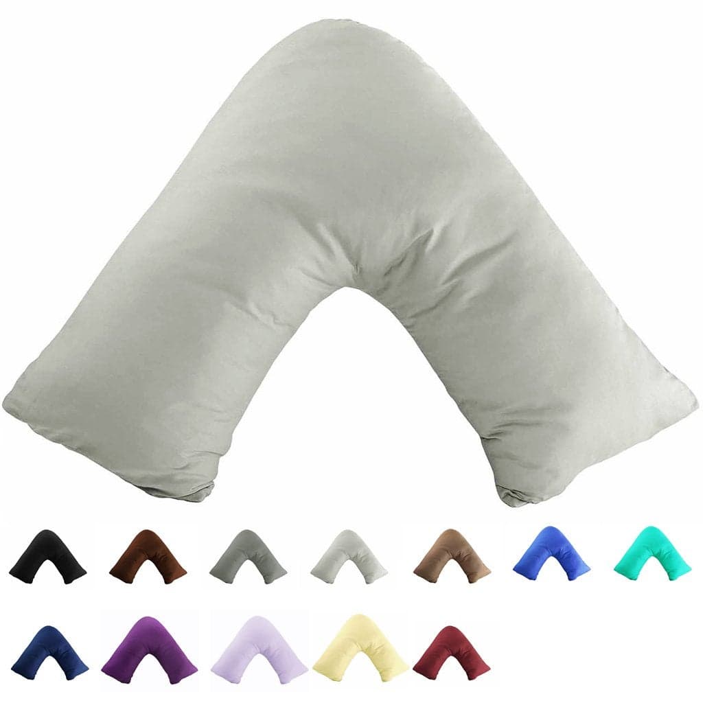 Gyulin 100 Cotton 300 Thread Count Soild Envelope Style V ShapedTriBoomerang Standard Pillow Case Cushion Cover Only Cover No Insert GreyGray
