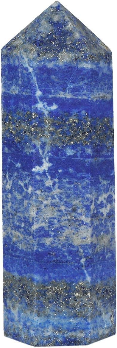 SUNYIK Lapis Lazuli Quartz Self Standing 6 Facet Single Point Figurine Sphere, 2"-3.2"