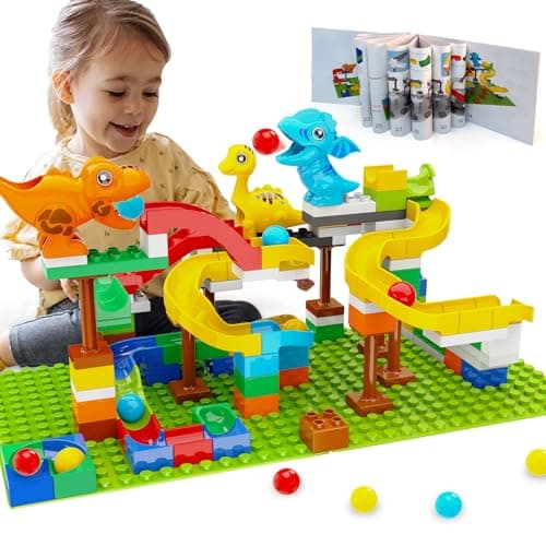 Dinosaur Marble Run Building Blocks STEM Toys for Kids Ages 38 127 Pcs Construction Set with 3 Dinos Ball Run Track 4 in 1 Modular Design Learning Toys for Boys Girls Christmas Birthday Gift