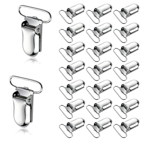Demearly 25 PCS 1 Suspender Clips Metal Pacifier Clip Holder for Pacifiers DIY Baby Girl Toy Bibs Garter Making Supplies Silver Bulk
