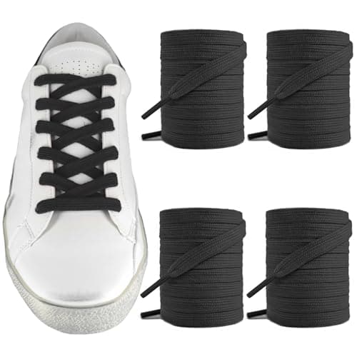 UamGlsob 2Pairs Shoelaces for Golden Goose Super-Star/Hi Star/Ball Star/V-Star Sneakers, Poly Cotton Flat Replacement Laces Replacement Strings for GG (Black, 54"/140cm)