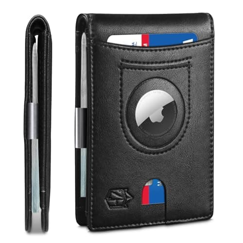 Zitahli AirtagWalletMensSlimRFID Blocking Wallet Leather with Money Clip Air Tag Wallet Card Holder Bifold Gifts for Men