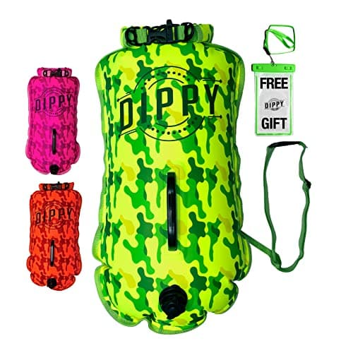 DIPPY Swim Buoy for Open Water Swimmers | 28L Waterproof Dry Bag Tow Float Swim Bubble for Adults | Triathlon Dry Bag | Sea Swimming Float | Drybag Open Water