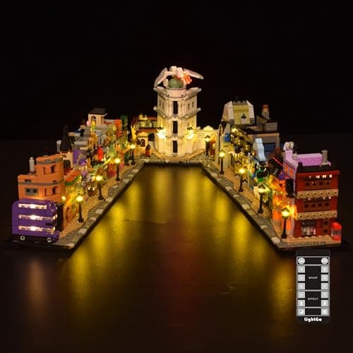LightGo LED Lighting Kit Designed for Lego 76444 Compatible with Diagon Alley Wizarding Shops Building Set Not Include Model Classic Version