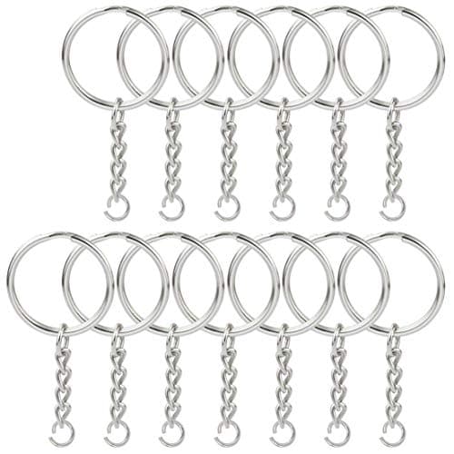 Metal Split Keychain Ring Parts 50 Key Chains with 25mm Open Jump Ring and Connector Make Your Own Key Ring